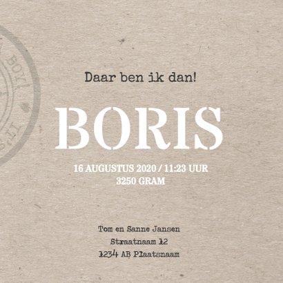 Geboortekaartje jongen stoer 3