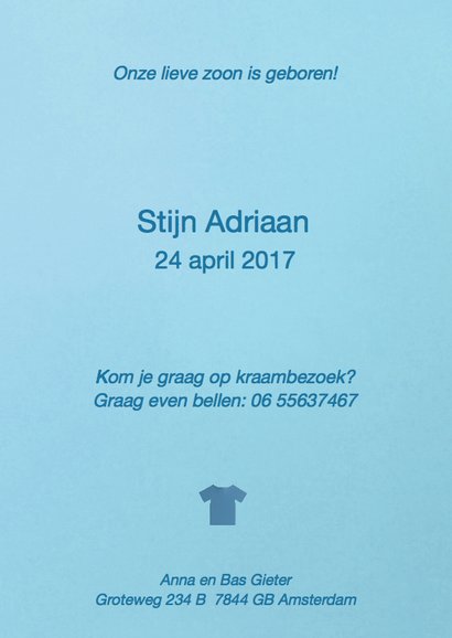 geboortekaartje jongen t shirt 3