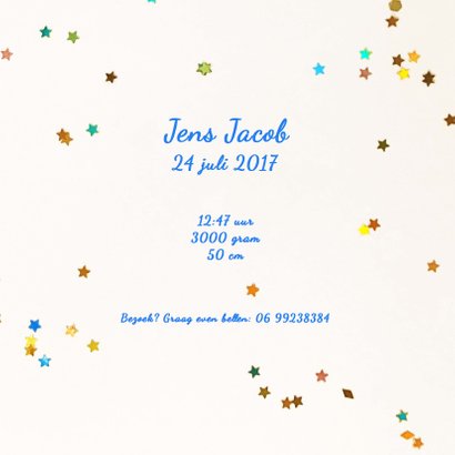Geboortekaartje jongen veer blauw 3
