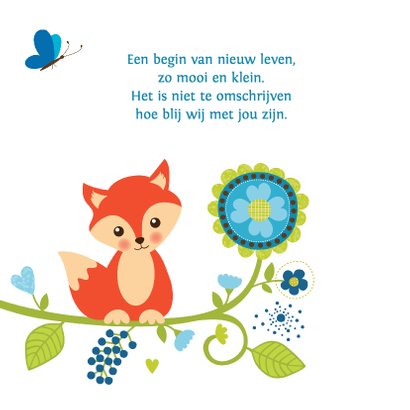 Geboortekaartje jongen vos bloemen 2