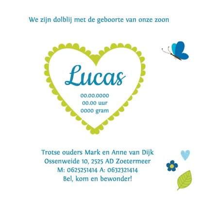 Geboortekaartje jongen vos bloemen 3