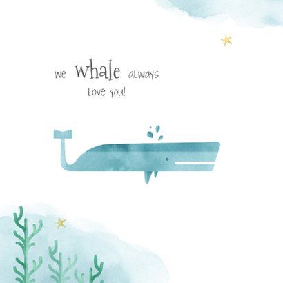 Geboortekaartje jongen walvis whale waterverf 2