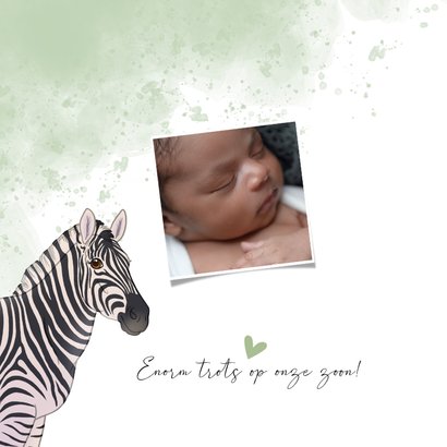 Geboortekaartje jongen zebra waterverf 2