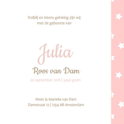 Geboortekaartje Julia sterren 3