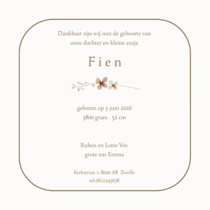 Geboortekaartje kader droogbloemen 3