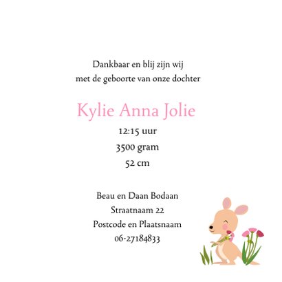 Geboortekaartje Kangaroo 3