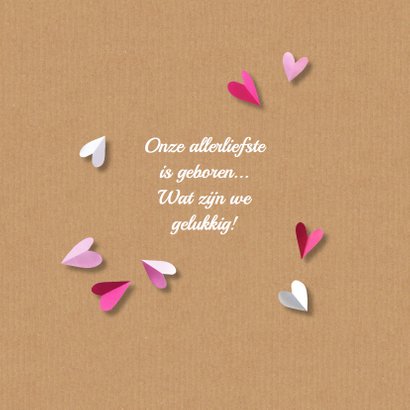 Geboortekaartje karton hart roze 2