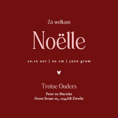 Geboortekaartje kerst met roodborstje met roze strik 3