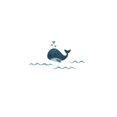 Geboortekaartje kleine walvis met hartjes blauw 2