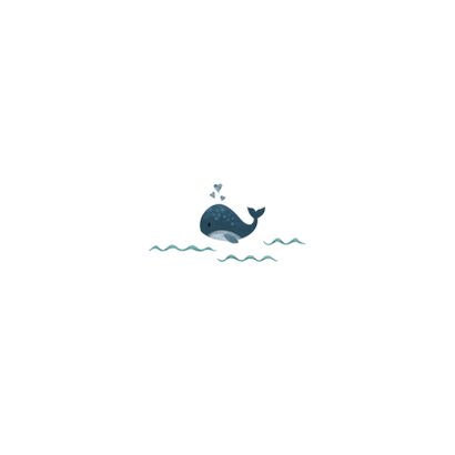 Geboortekaartje kleine walvis met hartjes blauw Achterkant