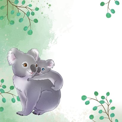 Geboortekaartje koala met baby en takjes waterverf  2