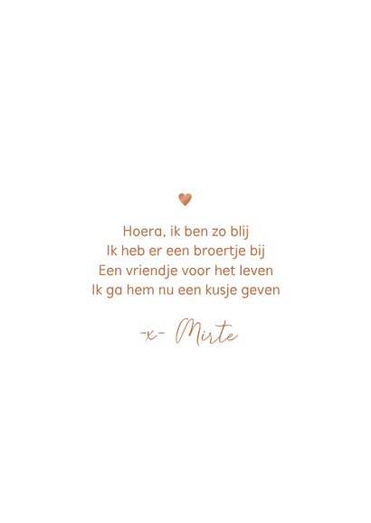 Geboortekaartje koperfolie zus kust broertje of zusje 2