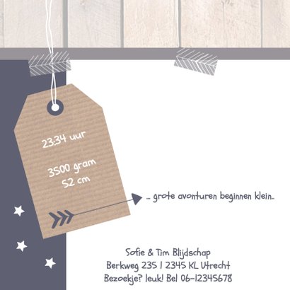 Geboortekaartje kraft hangtag 2