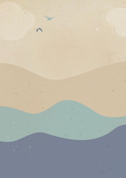 Geboortekaartje landschap zon konijntje Achterkant