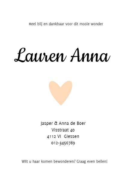 Geboortekaartje Lauren - HM 2