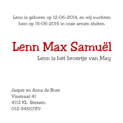 Geboortekaartje Lenn 3