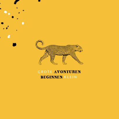 Geboortekaartje leopard zwart/wit met spetters 2