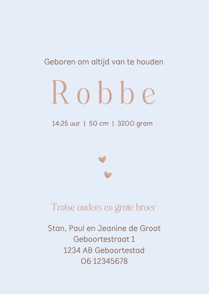 Geboortekaartje lief beertje met blauwe strikje  3