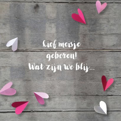 Geboortekaartje lief hart hout 2