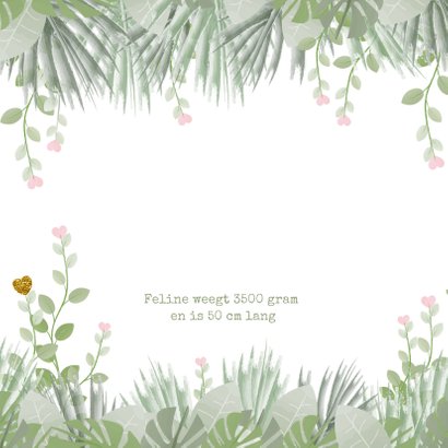 Geboortekaartje lief hartjes botanische stijl 2