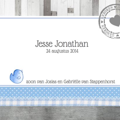 Geboortekaartje lief houten hart 3
