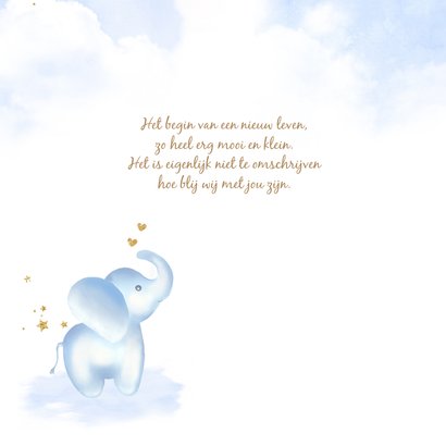 Geboortekaartje lief lichtblauw olifantje 2
