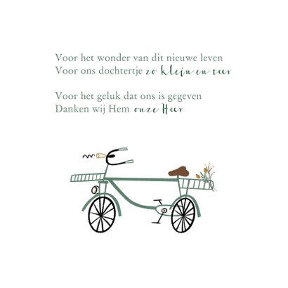 Geboortekaartje lief met groenblauw fietsje 2