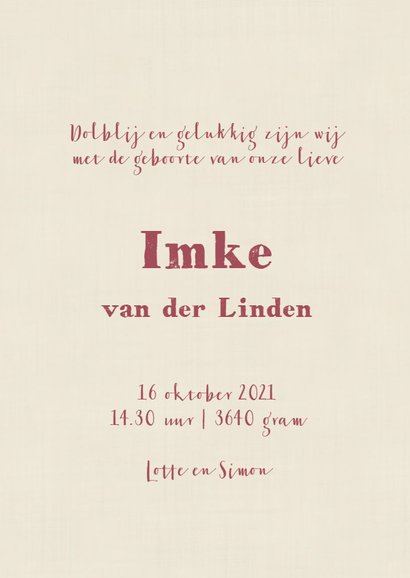 Geboortekaartje lief met kleine vintage figuurtjes 3