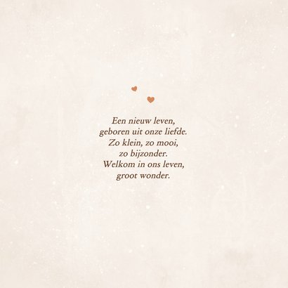 Geboortekaartje lief teddybeertje hartjes neutraal koper 2