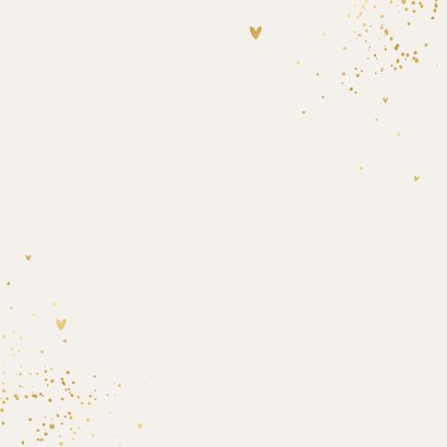 Geboortekaartje lief unisex leeuw welpje hartjes goud Achterkant