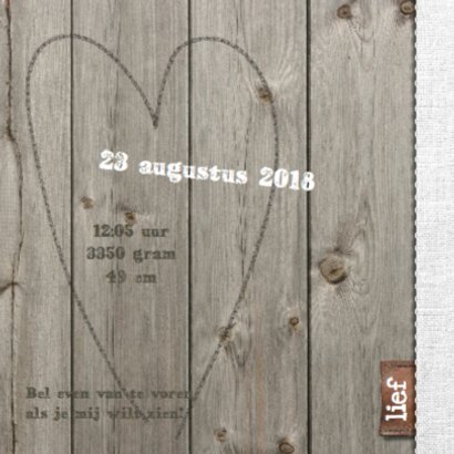 Geboortekaartje Lieke- hout design 2
