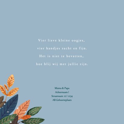 Geboortekaartje lieve dassen familie mama met tweeling 2