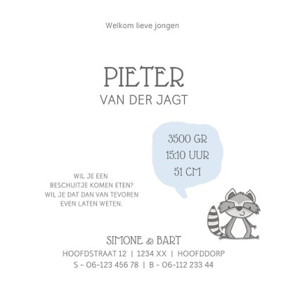 Geboortekaartje lieve dieren 3