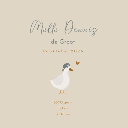 Geboortekaartje lieve gans met stoer petje 3