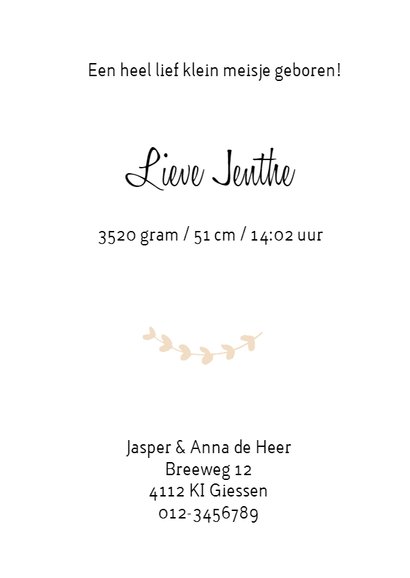Geboortekaartje Lieve - HM 3