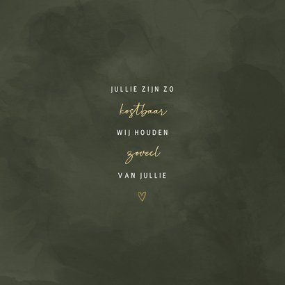 Geboortekaartje lijntekening van tweeling groene achtergrond 2