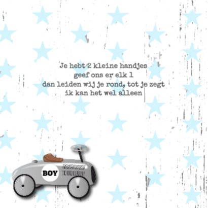 Geboortekaartje loopauto jongen 2