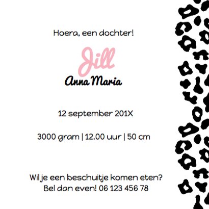 Geboortekaartje Luipaardprint 3