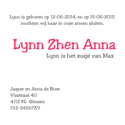 Geboortekaartje Lynn 3