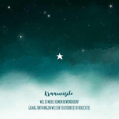 Geboortekaartje maan sterren wolken meisje 2