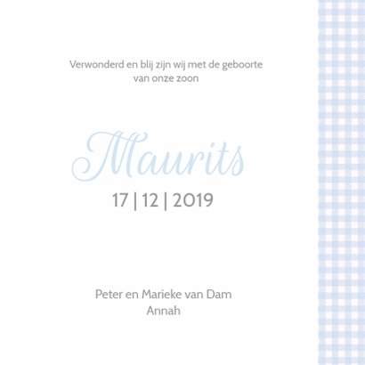 Geboortekaartje Maurits kroon LW 3