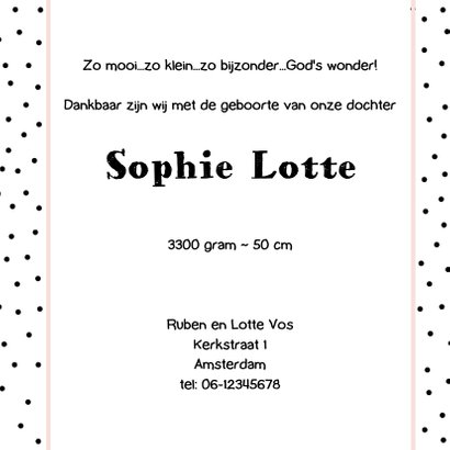 Geboortekaartje Meisje 2 - WW 3