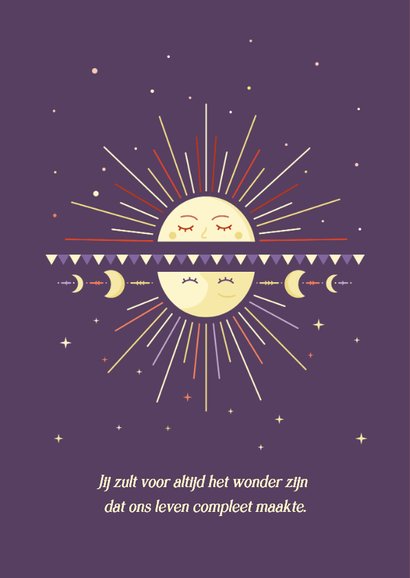 Geboortekaartje meisje astrologie met zon & maan symboliek 2