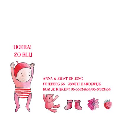 geboortekaartje meisje baby beren tekeningen 2
