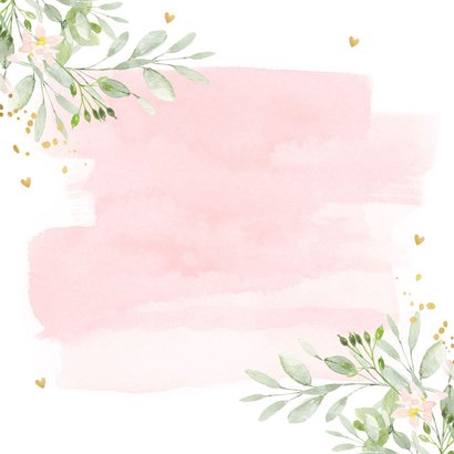 Geboortekaartje meisje bloemen watercolour roze botanisch Achterkant