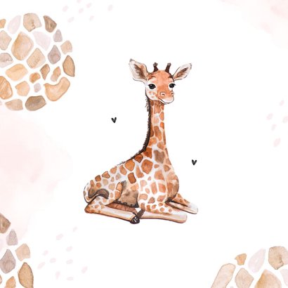 Geboortekaartje meisje dierenprint giraf foto 2