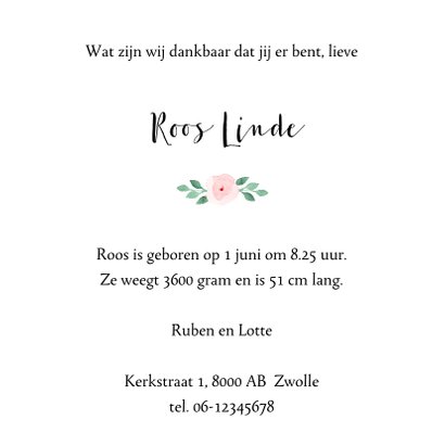 Geboortekaartje meisje flower 3