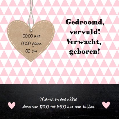 Geboortekaartje meisje foto hartje krijtbord 2