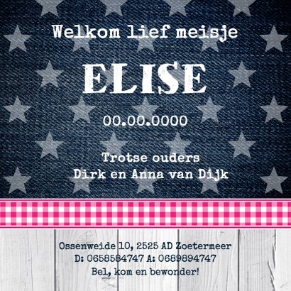 Geboortekaartje meisje foto label 3
