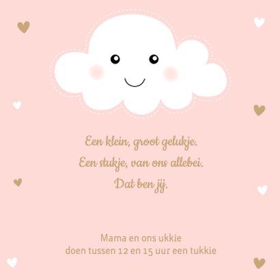 Geboortekaartje meisje foto wolkje slinger 2